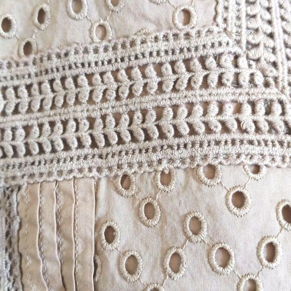 LOFT khaki green tank top, eyelet detail front, solid back, size S - Picture 5 of 7